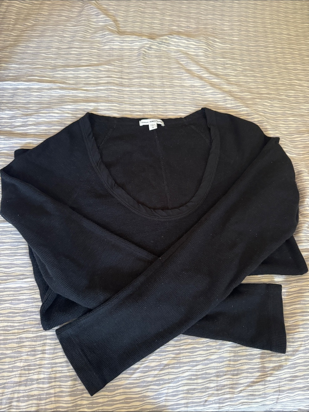 James Perse Black Scoop Neck Lightweight Knit Top